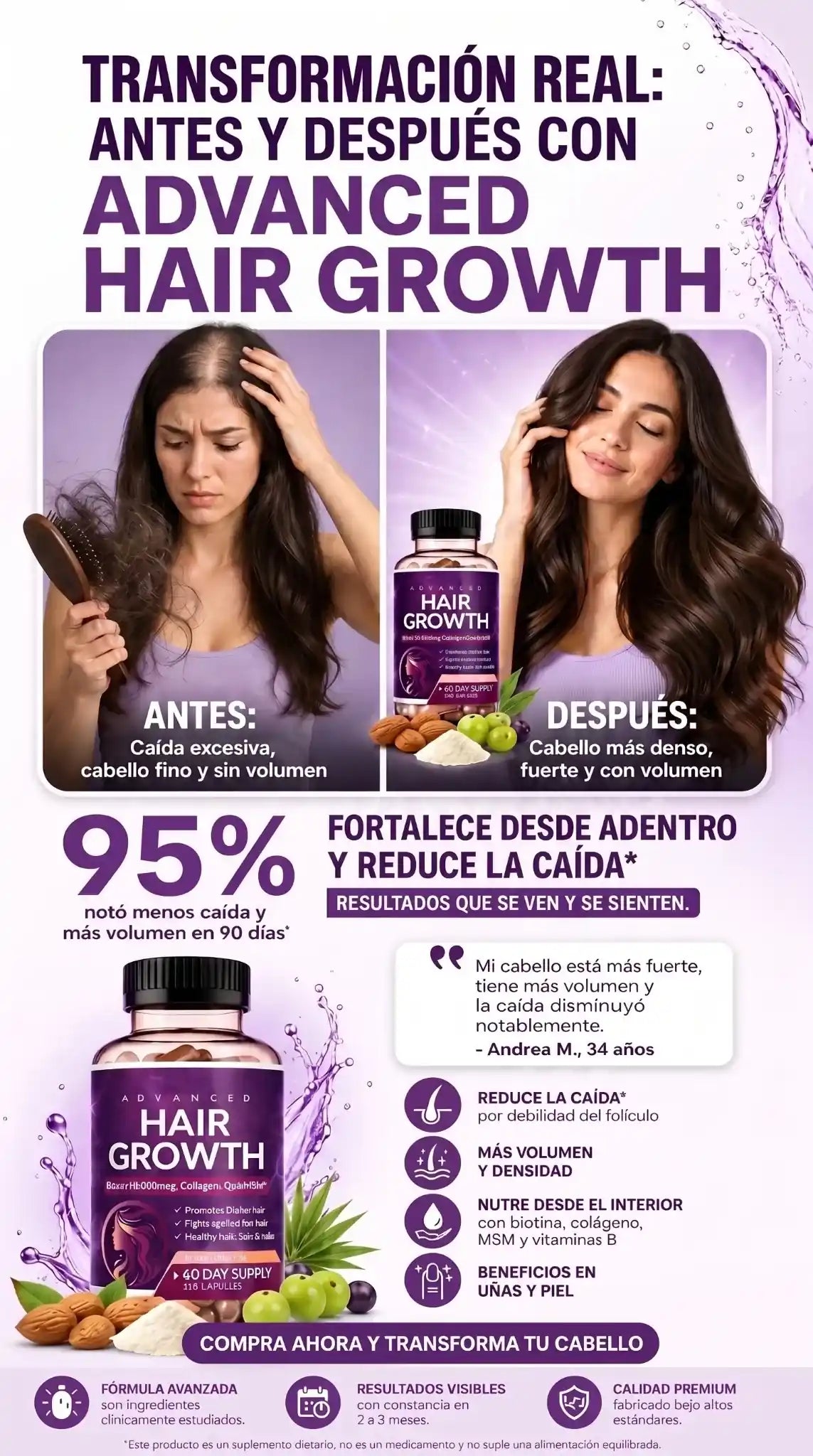 Advanced Hair Growth – Rainbow Nutrients | Nutrición Avanzada para un Cabello Más Fuerte