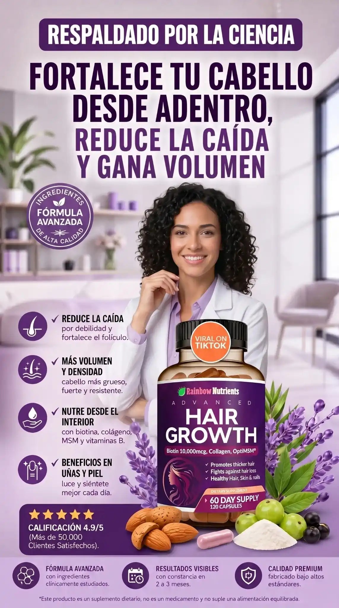 Advanced Hair Growth – Rainbow Nutrients | Nutrición Avanzada para un Cabello Más Fuerte