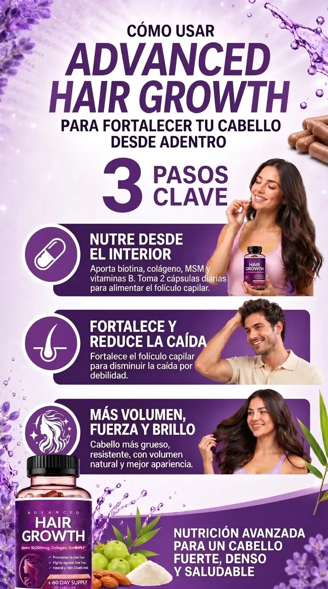 Advanced Hair Growth – Rainbow Nutrients | Nutrición Avanzada para un Cabello Más Fuerte