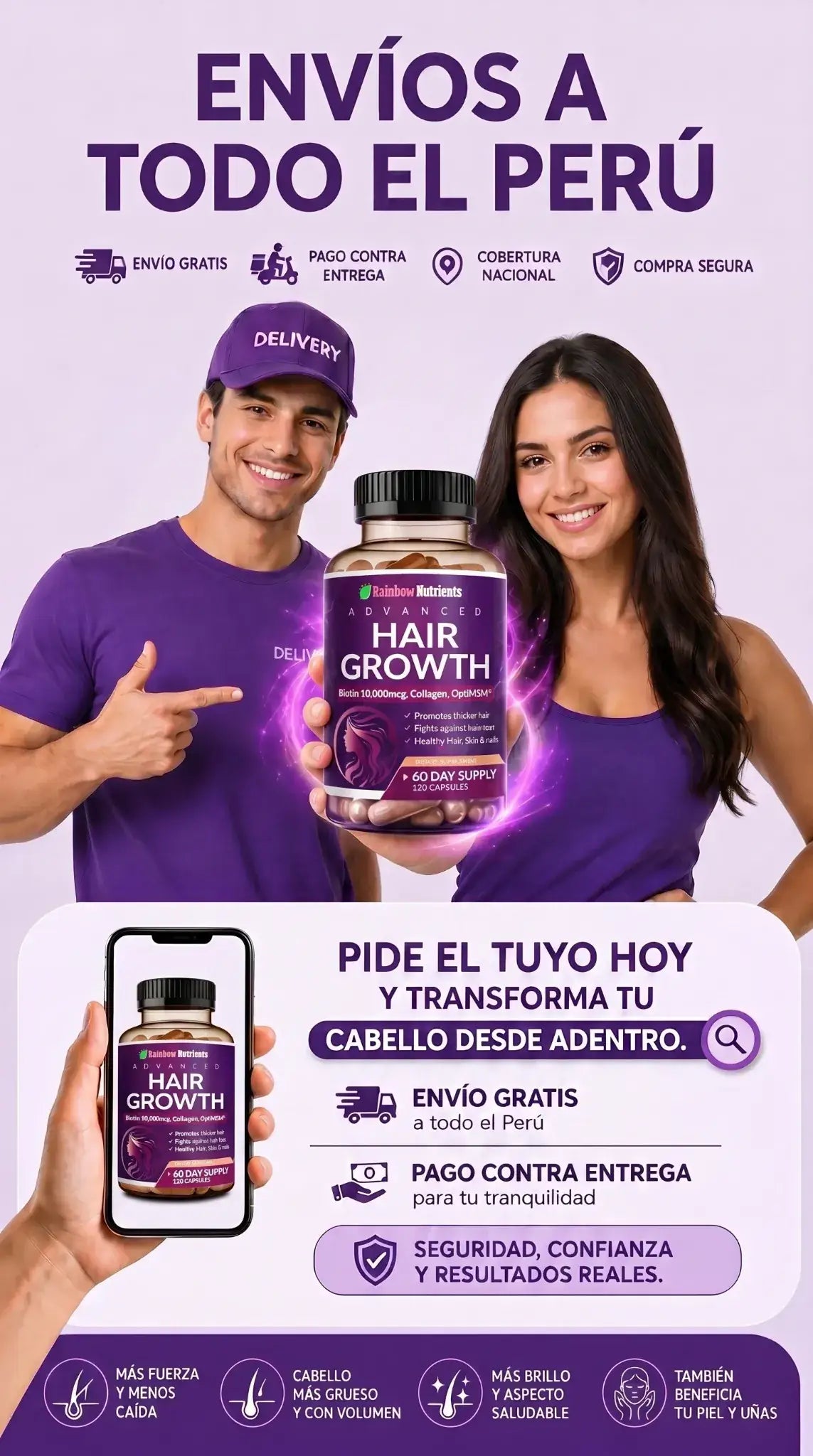 Advanced Hair Growth – Rainbow Nutrients | Nutrición Avanzada para un Cabello Más Fuerte