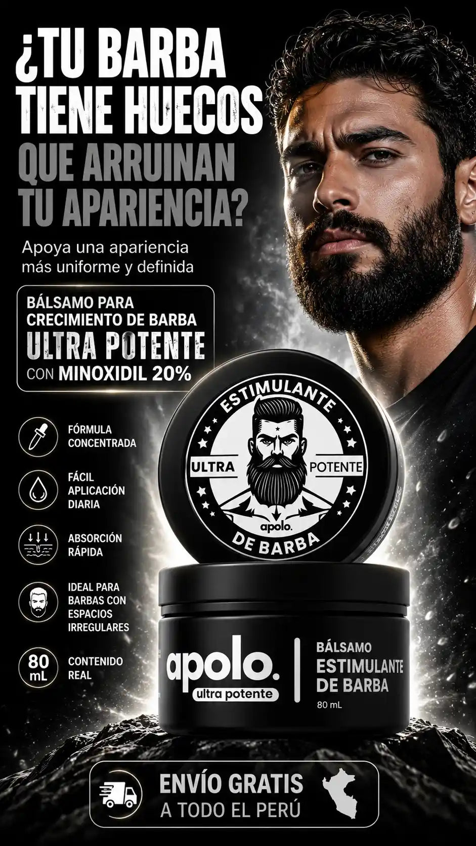 Bálsamo para Crecimiento de Barba Ultra Potente - Apolo